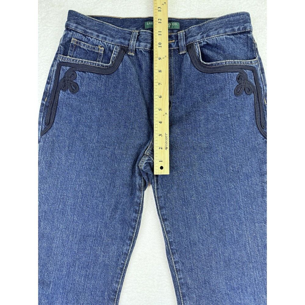 Lauren Jeans Co. Ralph Lauren Women Denim Pkt Embroidery Blue Bootcut 6P - Picture 7 of 9